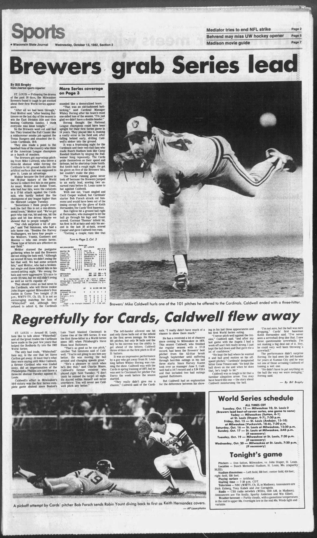 State Journal sports page, Oct. 13, 1982